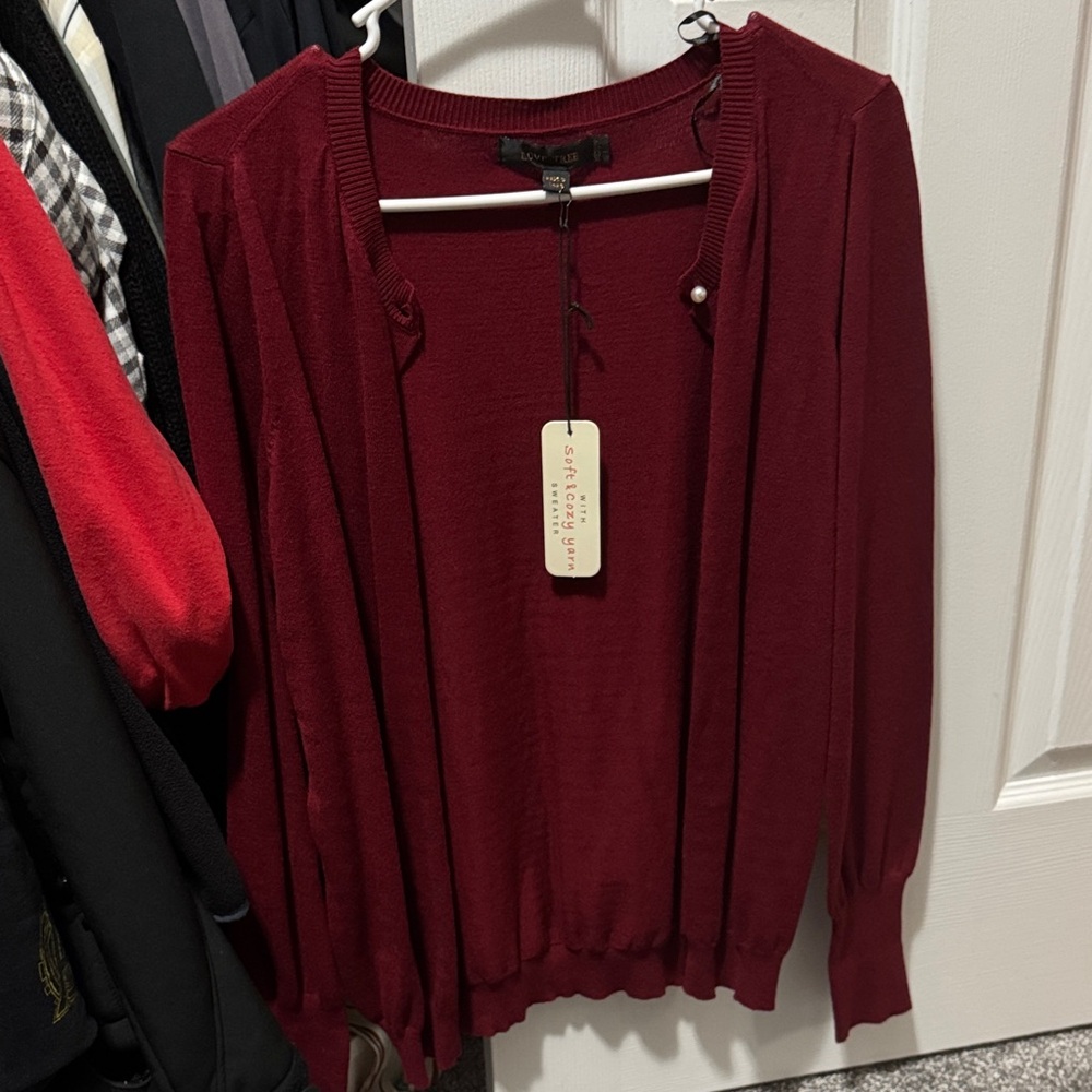 Burgundy Cardigan Sweater